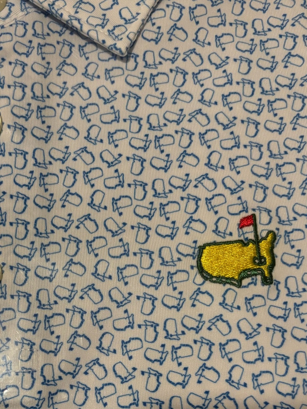 Masters Light Blue Patterned Polo with Yellow Green Logo (Kids) - Picture 2 of 2